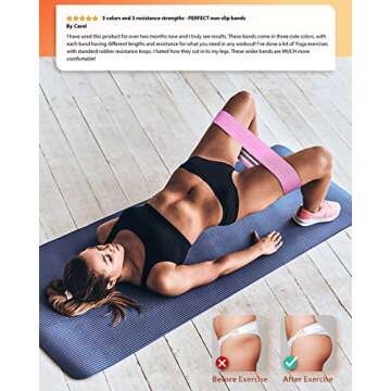 YXwin Exercise Resistance Bands Hip Booty Bands Stretch Workout Bands- Cotton Resistance Band for Legs and Butt Body, Yoga Pilates Muscle Gym Training (3 Pack)