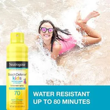 Neutrogena Beach Defense Kids Sunscreen Spray, Water-Resistant Sunscreen Spray for Children, Broad Spectrum SPF 70 for UVA/UVB Protection, Oxybenzone-Free & Fast-Drying, 6.5 oz, Pack of 2