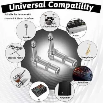 Premium 1/4 Inch Right Angle Guitar Cable Adapter Pack