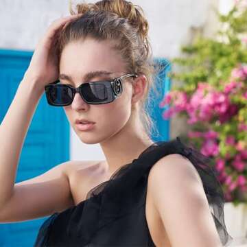 BCUYCF Square Sports Sunglasses with Small Frame, UV and Glare Protection - Perfect for Parties, Pho...