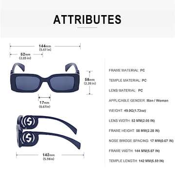 BCUYCF Square Sports Sunglasses with Small Frame, UV and Glare Protection - Perfect for Parties, Photos, Running, and Driving (C1)