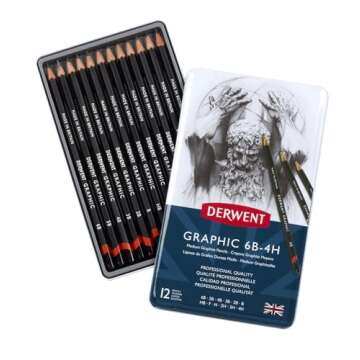 Derwent Graphic Drawing Pencils, Medium, Metal Tin, 12 Count (34214)