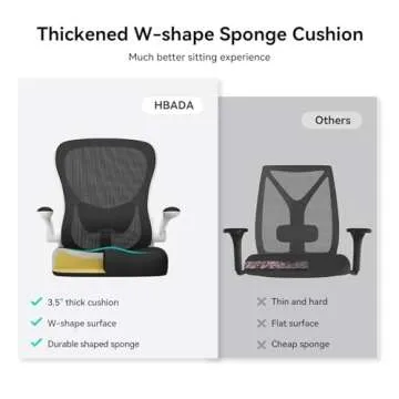 Hbada Office Chair Ergonomic Desk Chair, Office Desk Chairs with PU Silent Wheels, Breathable Mesh Computer Chair with Adjustable Lumbar Support, Flip-up Armrests, Tilt Function, White