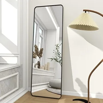 BEAUTYPEAK Black Full Length Mirror with Rounded Corner