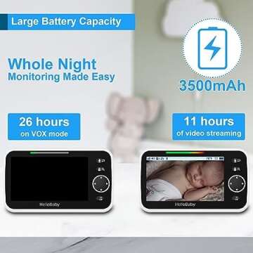 HelloBaby 5’’ Baby Monitor with Two Cameras and Long Battery