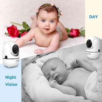 HelloBaby 5’’ Baby Monitor with Two Cameras and Long Battery