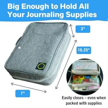 Sunny Streak Journal Supplies Storage Case (Gray - Medium) - Custom Travel Organizer Holder for A5 Planner, Pens, Journal Supplies and Accessories (Case Only - Supplies Not Included)