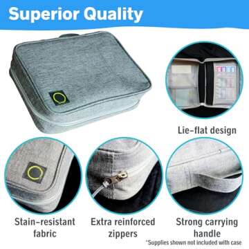 Sunny Streak Journal Supplies Storage Case (Gray - Medium) - Custom Travel Organizer Holder for A5 Planner, Pens, Journal Supplies and Accessories (Case Only - Supplies Not Included)