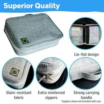 Sunny Streak Journal Supplies Storage Case (Gray - Medium) - Custom Travel Organizer Holder for A5 Planner, Pens, Journal Supplies and Accessories (Case Only - Supplies Not Included)