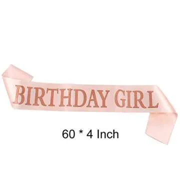 Rose Gold Birthday Tiara and Sash Set for Ladies
