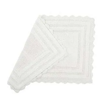 Royal Blaze Snow White Reversible Cotton Bath Rug Set of 2, Washable Bathroom Rug Rec Medium 21"x34"/Small 18"X26"