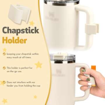 Set of 3 Pcs Accessories Compatible With Stanley Cup 40oz 30oz Quencher H2.0 Tumbler, Includes Ring Holder, Chapstick Holder and Key Holder for Stanley Cup Accessories 40 oz Clip-On Handle Attachments