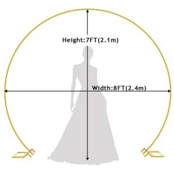 Fomcet 8FT Gold Round Backdrop Stand Circle Balloon Arch Frame Large Metal Wedding Arch for Annivers...