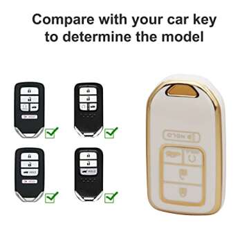 SUNCARACCL for Honda Key fob Cover with Leather Keychain, Soft TPU Full Cover Protection Key Fob Cas...