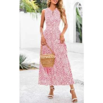 PRETTYGARDEN Floral Print Smocked Waist Spring Dresses for Women 2025 Wedding Guest Flowy Tiered Lon...