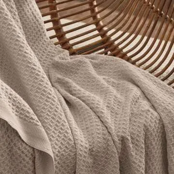 Bedsure 100% Cotton Blanket Queen Size for Bed - Breathable and Soft, Waffle Weave Blanket for Summer Spring, Tan, 90x90 Inches
