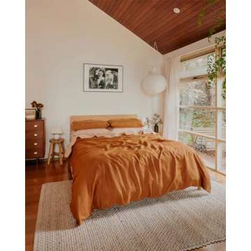 Bed Threads - Linen Pillowcases - 100% French Flax Linen - Luxury & Eco-Friendly - Breathable, Natural & Soft - Envelope Opening - Machine Washable - Standard Size - 30” x 20” - Set of 2 - Rust