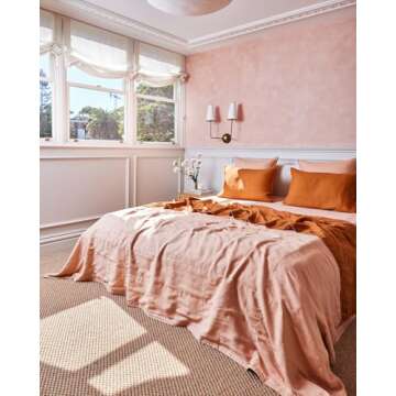 Bed Threads - Linen Pillowcases - 100% French Flax Linen - Luxury & Eco-Friendly - Breathable, Natural & Soft - Envelope Opening - Machine Washable - Standard Size - 30” x 20” - Set of 2 - Rust