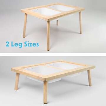 amoona Multi-Activity Sensory Table That Grows with Your Child. Adjustable Height for Kids Age 1-6. 2 Full Size Bins Included, Wooden Activity Play Set for Christmas & Birthdays