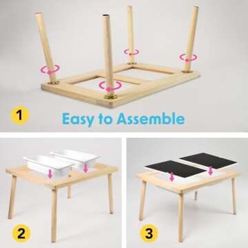 amoona Multi-Activity Sensory Table That Grows with Your Child. Adjustable Height for Kids Age 1-6. 2 Full Size Bins Included, Wooden Activity Play Set for Christmas & Birthdays