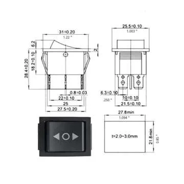 IndusTec Wired 20 AMP 12V DC Motor Polarity Reversing Rocker Maintained Latch Switch
