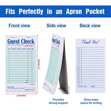 Methdic Guest Checks Server Note Pads with 250 Orders (5 Books)