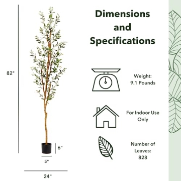 82” Olive Artificial Silk Tree by Nearly Natural - Realistic Decor
