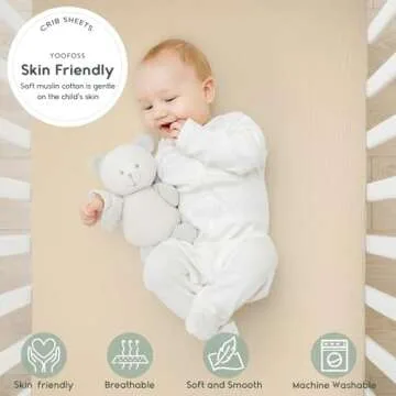 Yoofoss Muslin Crib Sheets for Boys Girls 100% Cotton Fitted Baby Crib Sheet 2 Pack Soft and Breatha...
