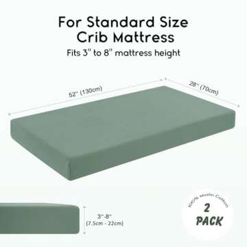 Yoofoss Muslin Crib Sheets 100% Cotton 2-Pack Baby Crib