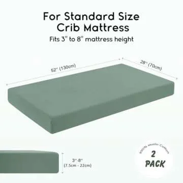 Yoofoss Muslin Crib Sheets 100% Cotton 2-Pack Baby Crib