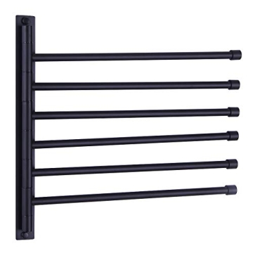 GERZWY Bathroom Swing Arm Towel Bars Wall Mount Bath Towel Rack with 6 Arms Hanger Towel Holder Orga...
