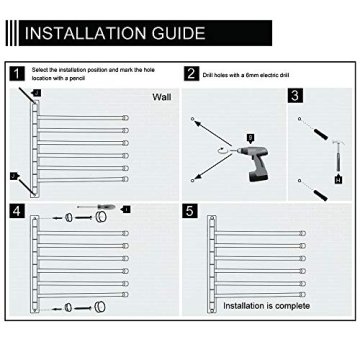 GERZWY Bathroom Swing Arm Towel Bars Wall Mount Bath Towel Rack with 6 Arms Hanger Towel Holder Organizer SUS 304 Stainless Steel Matte Black HYG06-BK