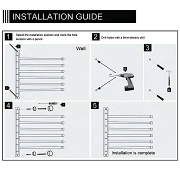 GERZWY Bathroom Swing Arm Towel Bars Wall Mount Bath Towel Rack with 6 Arms Hanger Towel Holder Organizer SUS 304 Stainless Steel Matte Black HYG06-BK
