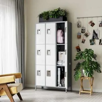 Letaya Metal Lockers for Employees-9 Door Storage Locker with Shelves and Lockable Steel Cabinet for...