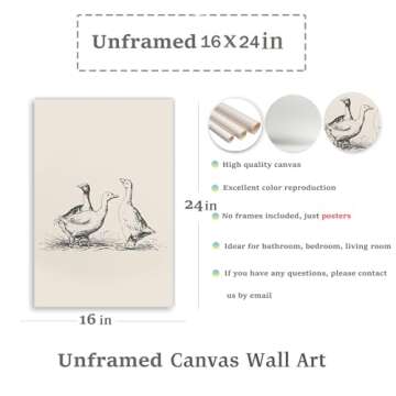 Vintage Duck Wall Art Prints Minimalist Abstract Animal Picture for Wall Decor Antique Vintage Paint...