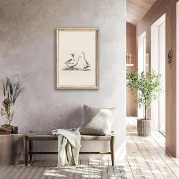 Vintage Duck Wall Art Prints Minimalist Abstract Animal Picture for Wall Decor Antique Vintage Painting Farmhouse Wall Decor Country Farm Animal Artwork for Living Room Kitchen Decor -16x24inch Poster