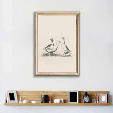 Vintage Duck Wall Art Prints Minimalist Abstract Animal Picture for Wall Decor Antique Vintage Painting Farmhouse Wall Decor Country Farm Animal Artwork for Living Room Kitchen Decor -16x24inch Poster
