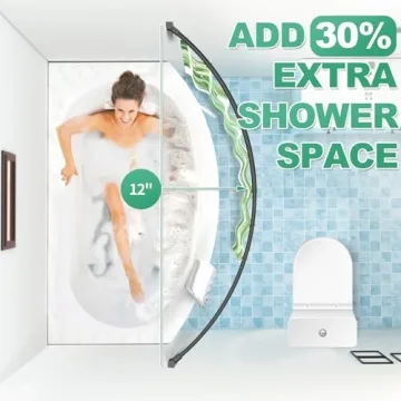 PrettyHome Adjustable Curved Shower Curtain Rod 38-72 Inches