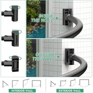 PrettyHome Adjustable Curved Shower Curtain Rod 38-72 Inches