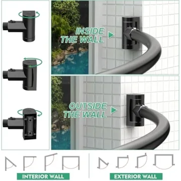 PrettyHome Adjustable Curved Shower Curtain Rod 38-72 Inches