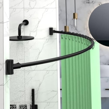 PrettyHome Adjustable Curved Shower Curtain Rod 38-72 Inches