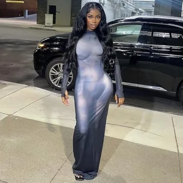 Buy Y2K Body Print Maxi Dress for Party & Clubwear