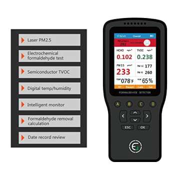 Air Quality Pollution Monitor, Formaldehyde Detector, Temperature & Humidity Meter, Sensor, Tester; Detect PM2.5/PM10/PM1.0 Micron Dust, Test Indoor TVOC Volatile Organic Compound Gas; eBook