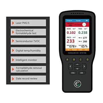 Air Quality Pollution Monitor, Formaldehyde Detector, Temperature & Humidity Meter, Sensor, Tester; Detect PM2.5/PM10/PM1.0 Micron Dust, Test Indoor TVOC Volatile Organic Compound Gas; eBook