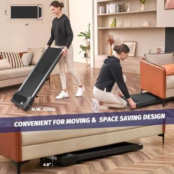 DBT Walking Pad Treadmill Under Desk, Portable Walking Treadmill 220lb Weight Capacity, Under Desk T...