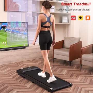 DBT Walking Pad Treadmill Under Desk, Portable Walking Treadmill 220lb Weight Capacity, Under Desk Treadmill with Remote Control LED Display, Jogging Machine Home/Office, Black