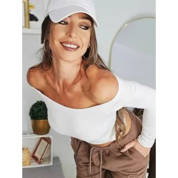 YEOREO Sophie Off Shoulder Long Sleeve Shirt for Women