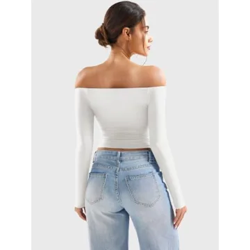 YEOREO Sophie Off Shoulder Long Sleeve Shirt for Women