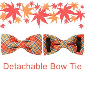 Autumn Plaid Dog Collar and Bow Tie Set for All Dogs