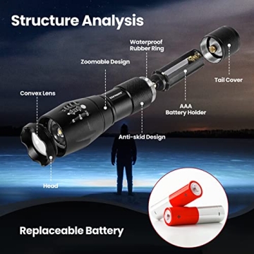 BINWO Flashlight 4-Pack Powerful Waterproof LED Flashlights